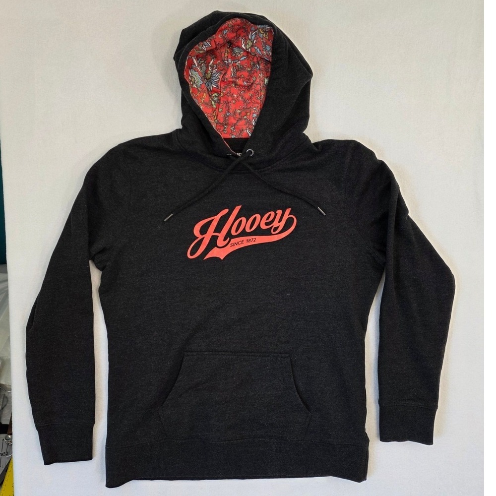 Hooey Graphic Logo Hoodie XL Charcoal Gray Cotton Floral Hood Western Pullover